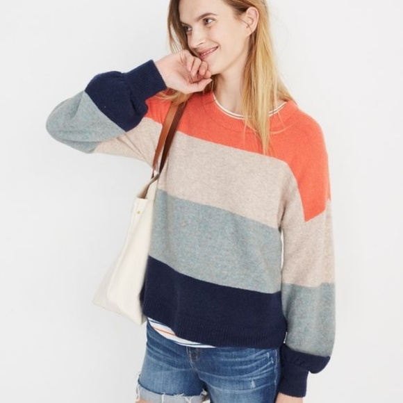 Madewell Striped Gladwell Balloon-Sleeve Pullover - Picture 2 of 4
